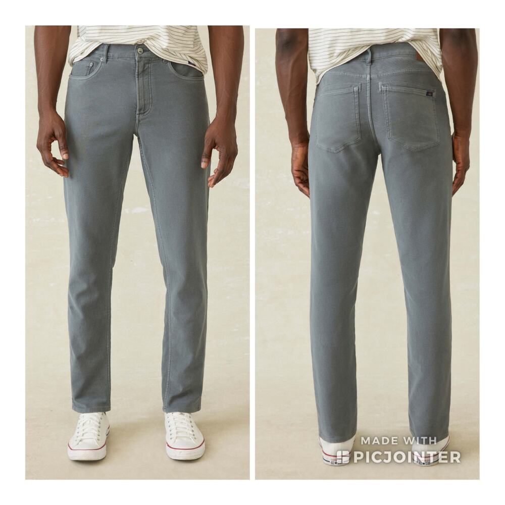 Faherty Stretch Terry 5-Pocket Pant - Slate Gray MBC0020 Size 30x31